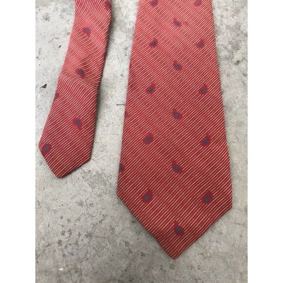 Barneys New York Red Silk Striped Paisley Classic Mens Tie Necktie - Picture 1 of 10